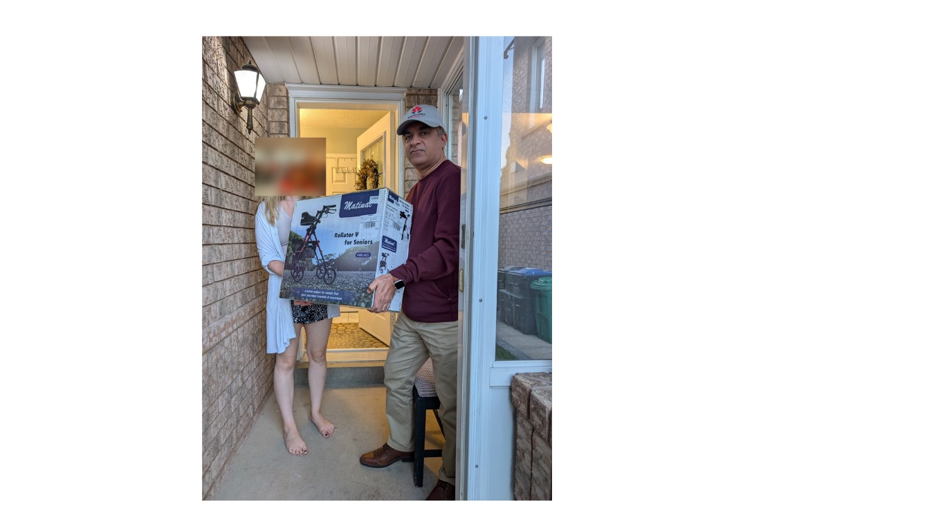Walker donation for a Senior citizen in Mississauga